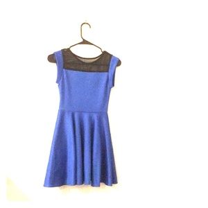 Beautiful blue dress with black sheer top.